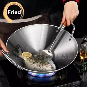 Quality Thickened Heavy Gauge Aluminum Two Sided-Handle Wok Frying Pan