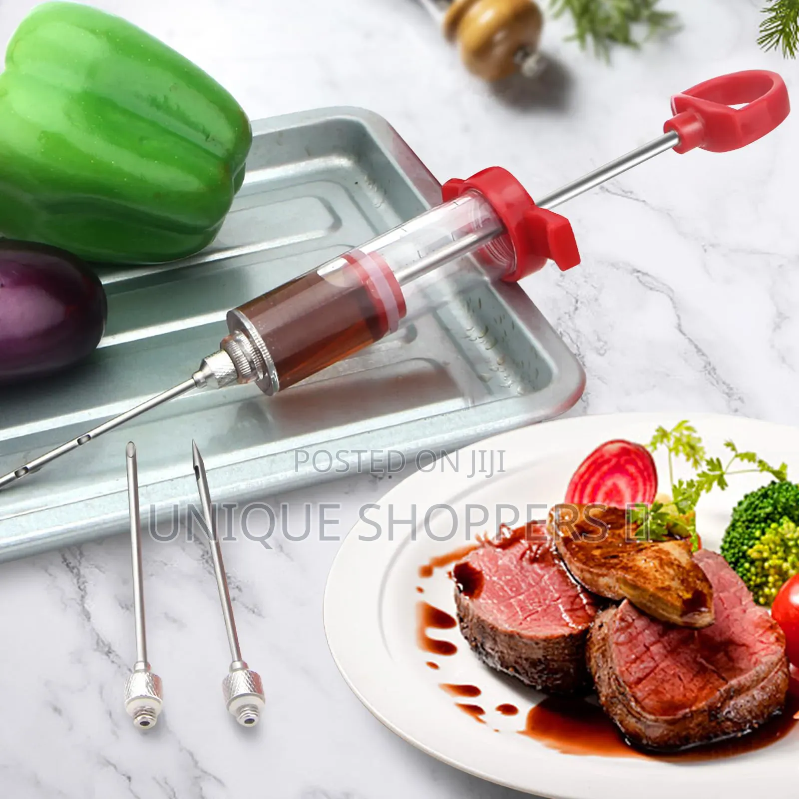 Barbecue Meat Syringe, Food Grade Stainless Steel Needle, Turkey Mar