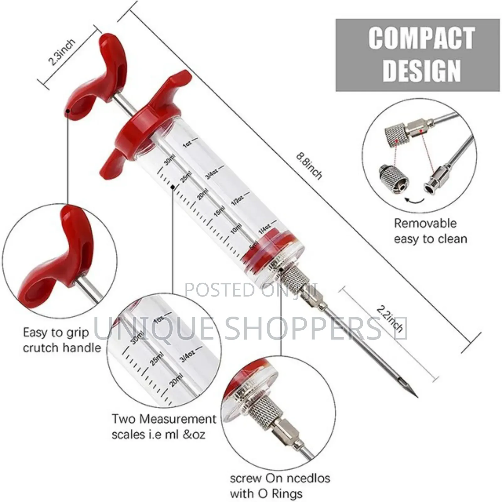 Barbecue Meat Syringe, Food Grade Stainless Steel Needle, Turkey Mar