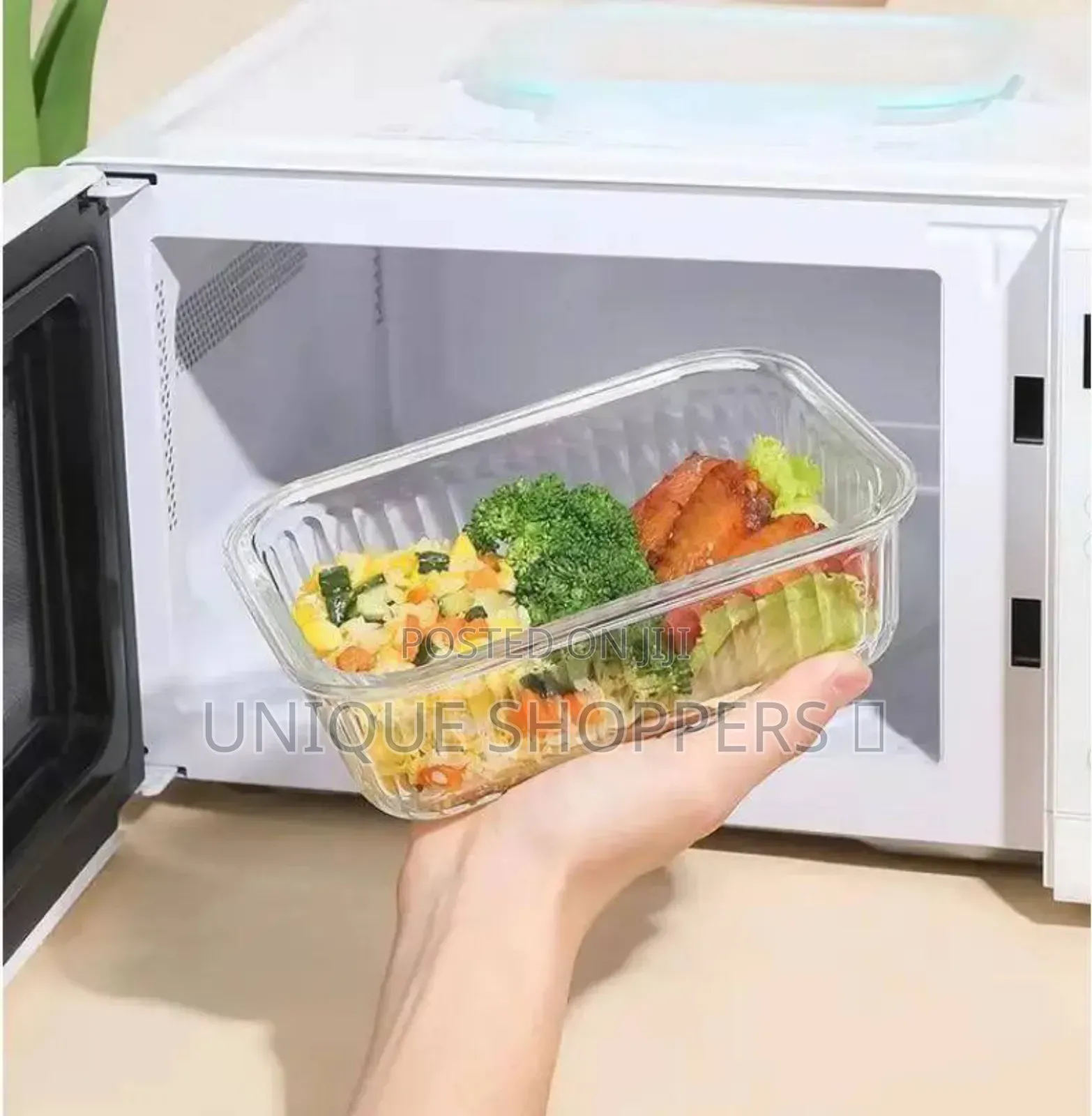 3pcs Borosilicate Glass Ribbed Food Storage Containers With Lids - A