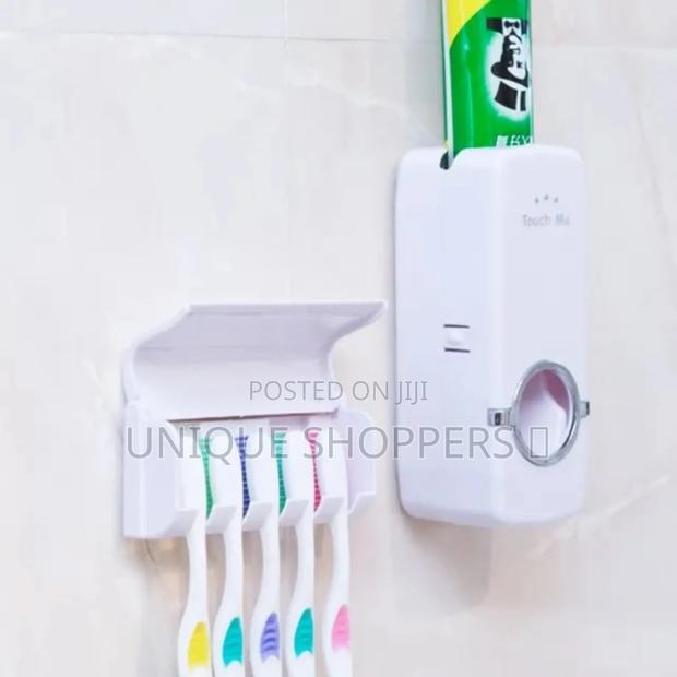 Toothpaste Dispenser Andtoothbrush Holder Set, Wall Mounted Automatic - thumbnail 3