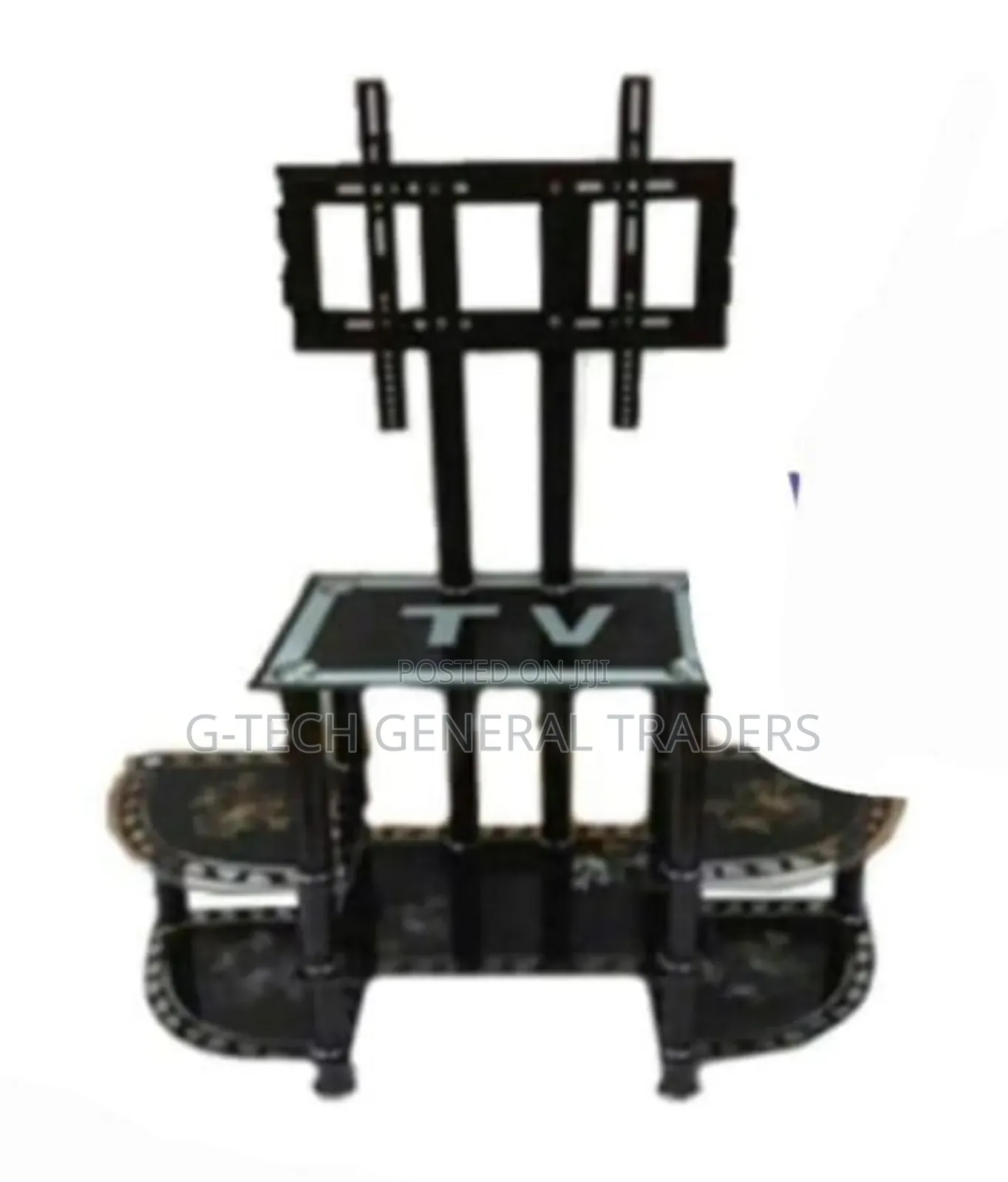 Premium Wooden & Metal Tv Stand With Mount – Elegant Multi-shelf