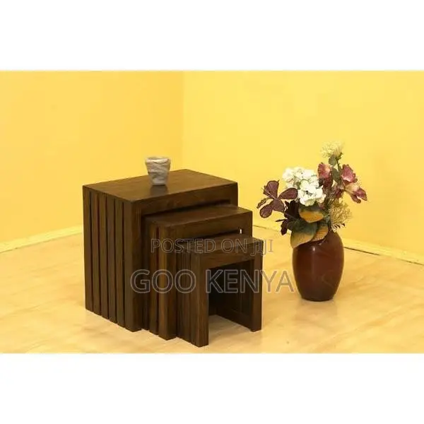 Home Table Set; Wooden Nesting Accent Table Set – Mahogany Finish