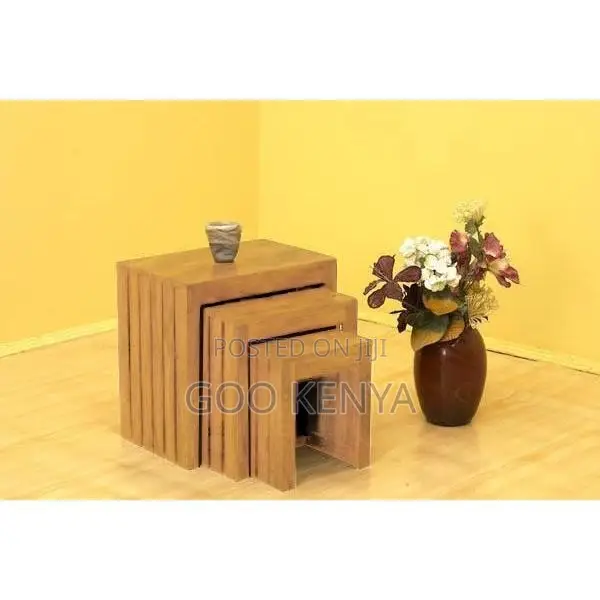 Home Table Set; Wooden Nesting Accent Table Set – Mahogany Finish