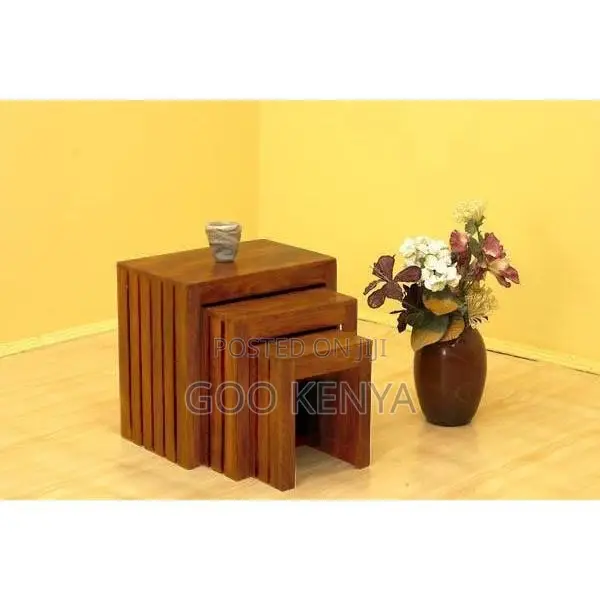 Home Table Set; Wooden Nesting Accent Table Set – Mahogany Finish