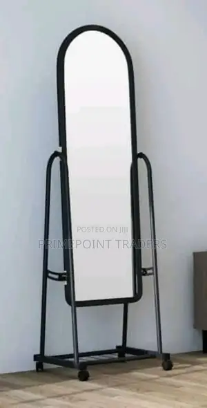 Black Full Length Dressing Mirror With Wheels and Shoes Rack
