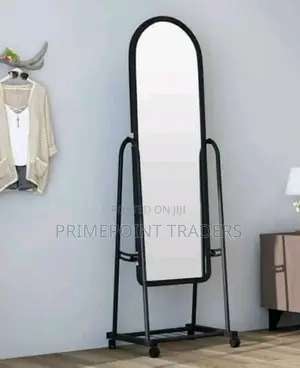 “All-in-One Rolling Dressing Mirror With Sturdy Shoe Storage