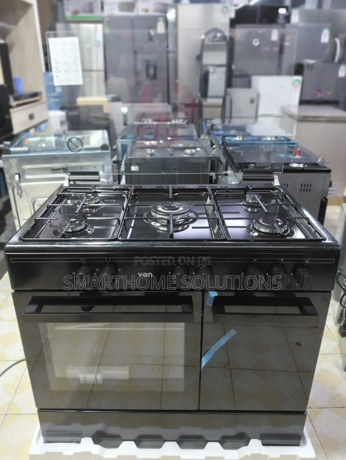 60*90 Von Cooker 5 Gas Burners, Enamel Pan Support With Electric Oven