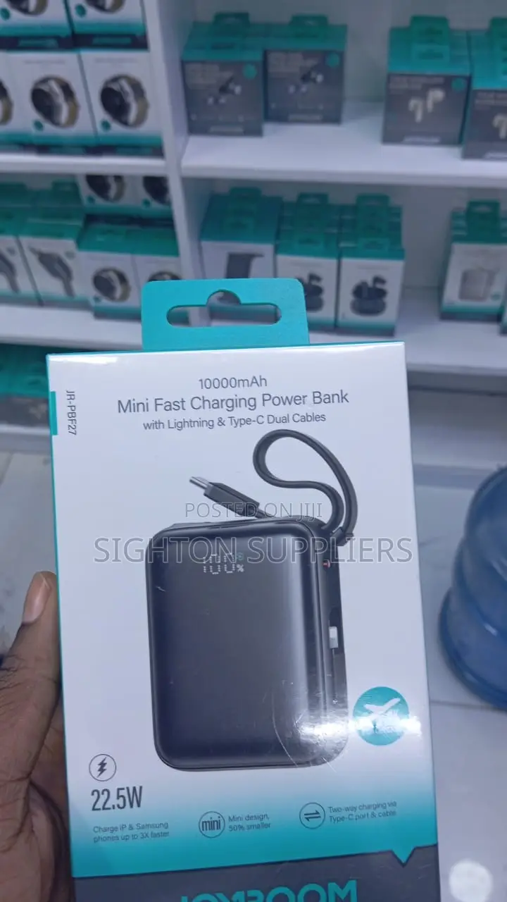 Joyroom 22.5w Mini Power Bank 10000mah With iPhone Type C Dual Cable