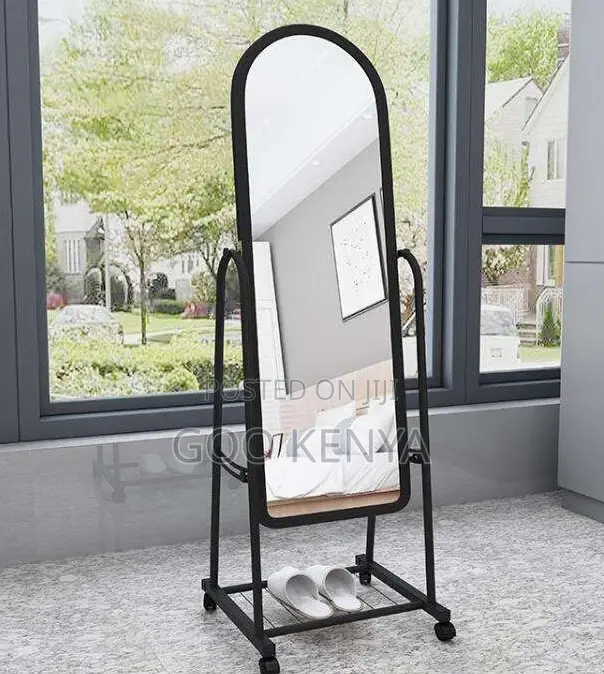 Home Mirror; Plastic Frame Full-Length Arched Floor Mirror for Home