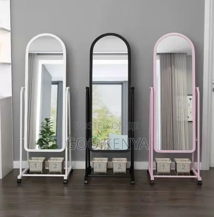 Home Mirror; Plastic Frame Full-Length Arched Floor Mirror for Home