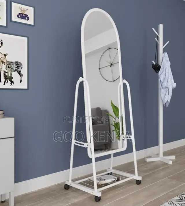 Home Mirror; Plastic Frame Full-Length Arched Floor Mirror for Home
