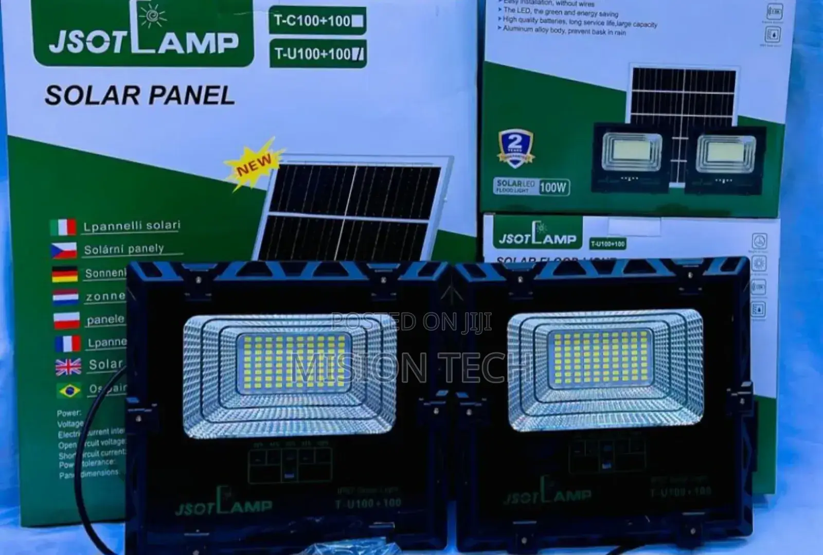 Jsot 2-in-1 200w+200w Solar Floodlight Kit Dual Remotes Ip67