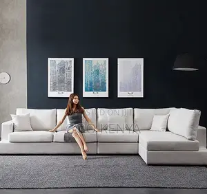 Home Sofa; L-Shaped Sectional Modern Living Room Fabric Sofa Set