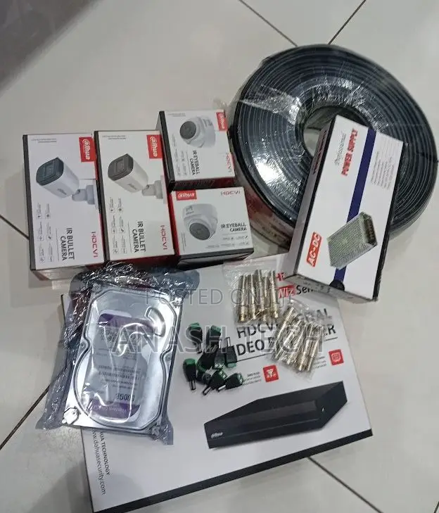Dahua Clean CCTV 4 Camera Set Full Package Kit 4 1080p Dahua CCTV