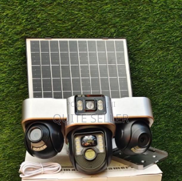Camera V380pro 3 Lens With 3 Screens Solar 4g Rotatable PTZ Security .