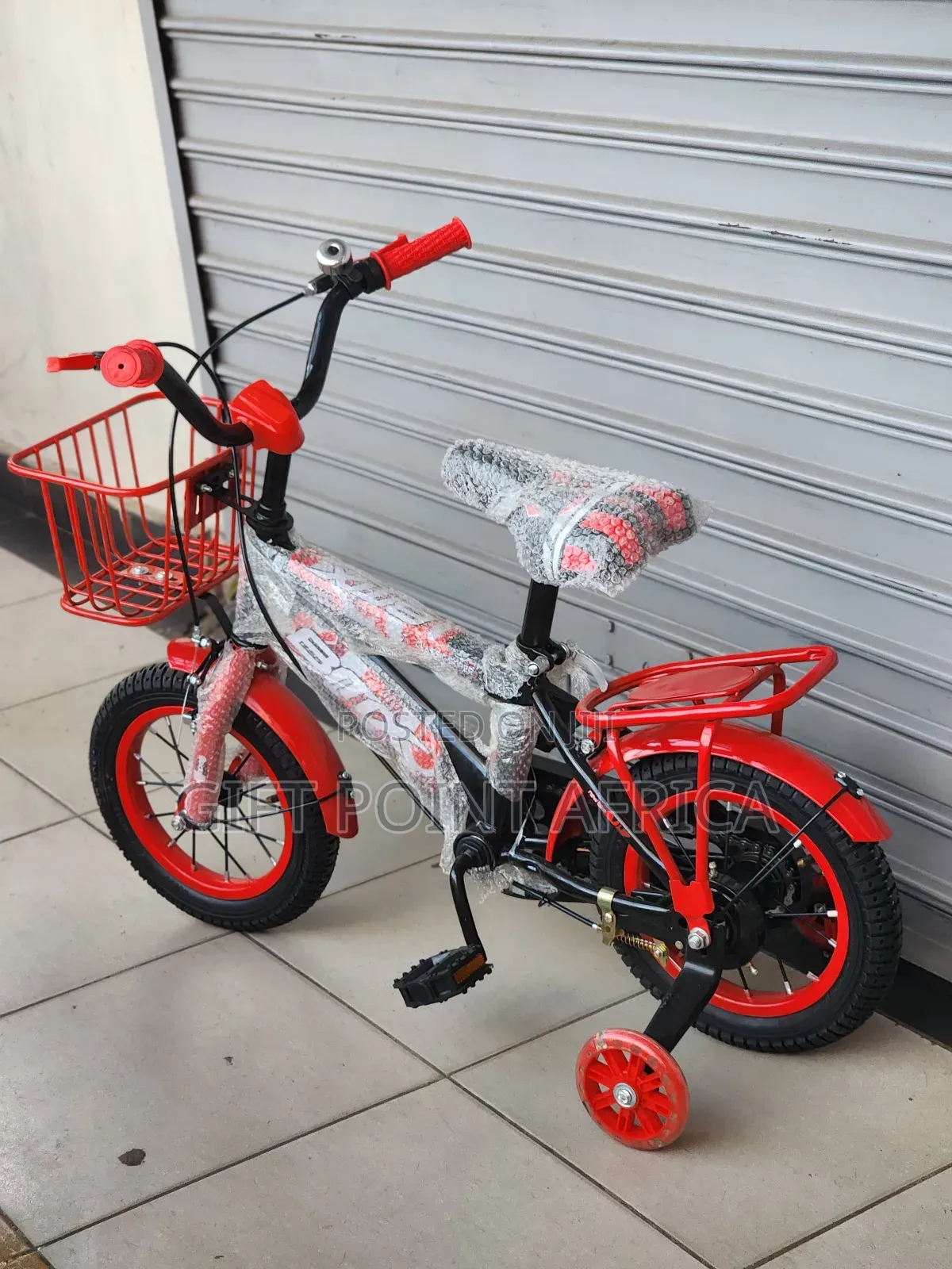 Bmx Bike Size 12 With Bell, Adjustable Seat And Training Wheels