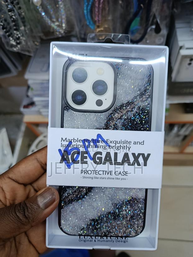 Cyan Glitter Marble Ace Galaxy Design Case for iPhone 15 Pro Max - main view