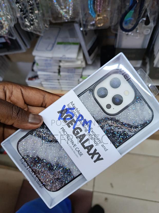 Cyan Glitter Marble Ace Galaxy Design Case for iPhone 15 Pro Max - thumbnail 2