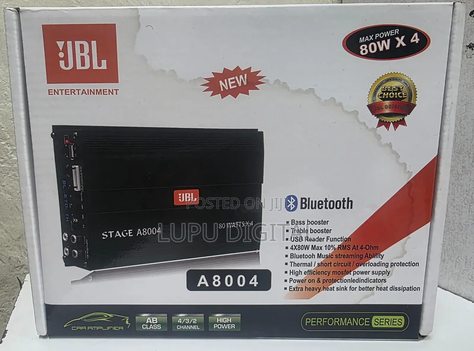 JBL Stage A8004 Car Amplifier 4-Channel Bluetooth Stereo Audio Power