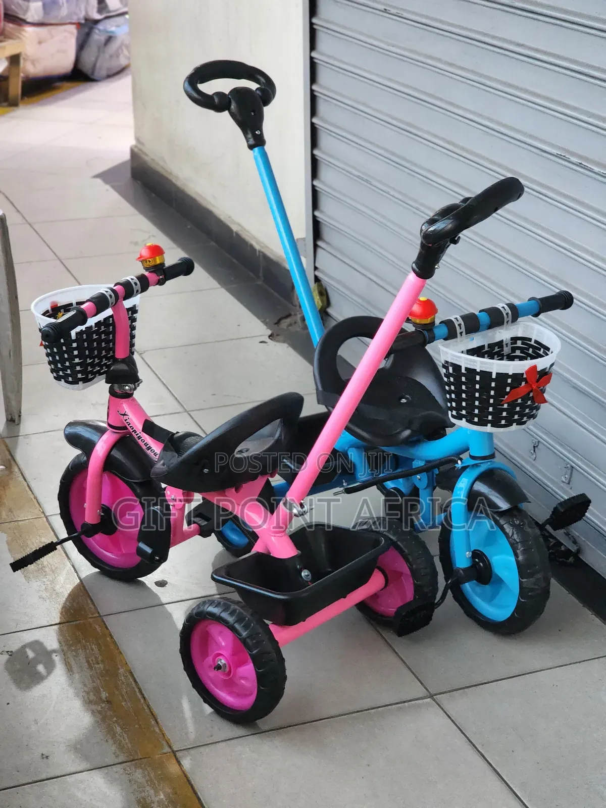 Tricycle With Push Handle,Safety Belt,Bell,Basket And Foot Rest