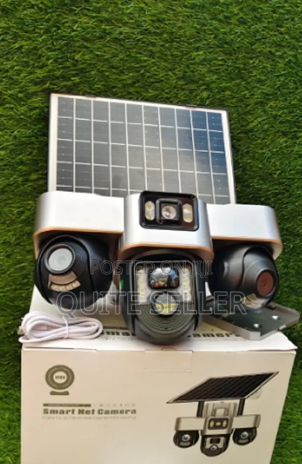 V380 Dual Lens PTZ Solar Camera With Auto Tracking 3lens Rotatable