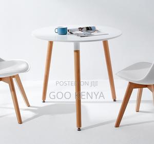 Home Table; White Modern Compact Round Wood Dining Table for 2 - thumbnail 2