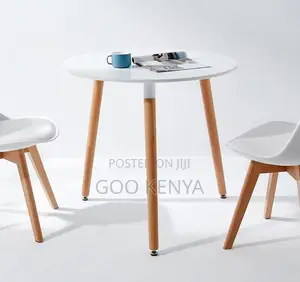 Home Table; White Modern Compact Round Wood Dining Table for 2
