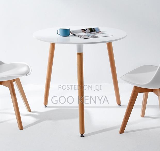 Home Table; White Modern Compact Round Wood Dining Table for 2 - main view