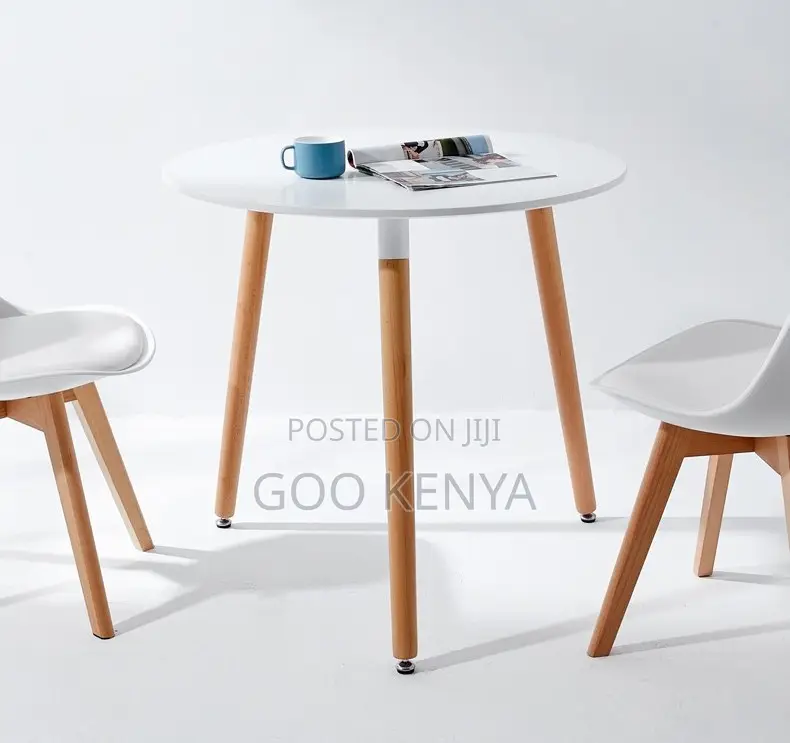 Home Table; White Modern Compact Round Wood Dining Table for 2