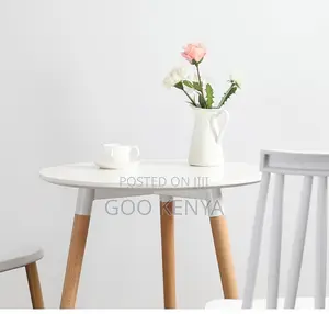 Home Table; White Modern Compact Round Wood Dining Table for 2