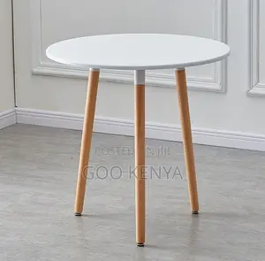Home Table; White Modern Compact Round Wood Dining Table for 2