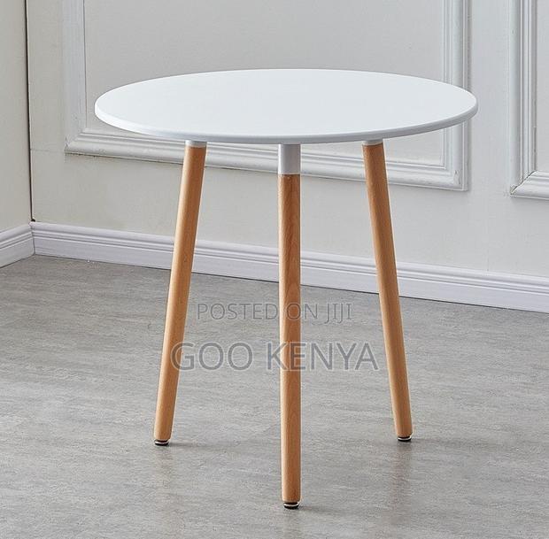 Home Table; White Modern Compact Round Wood Dining Table for 2 - thumbnail 5