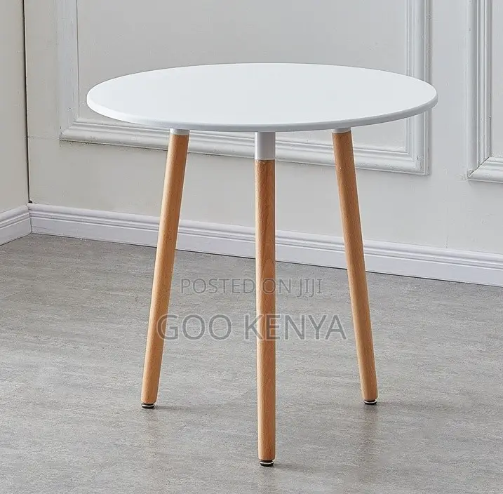 Home Table; White Modern Compact Round Wood Dining Table for 2