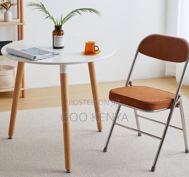 Home Table; White Modern Compact Round Wood Dining Table for 2 - thumbnail 6