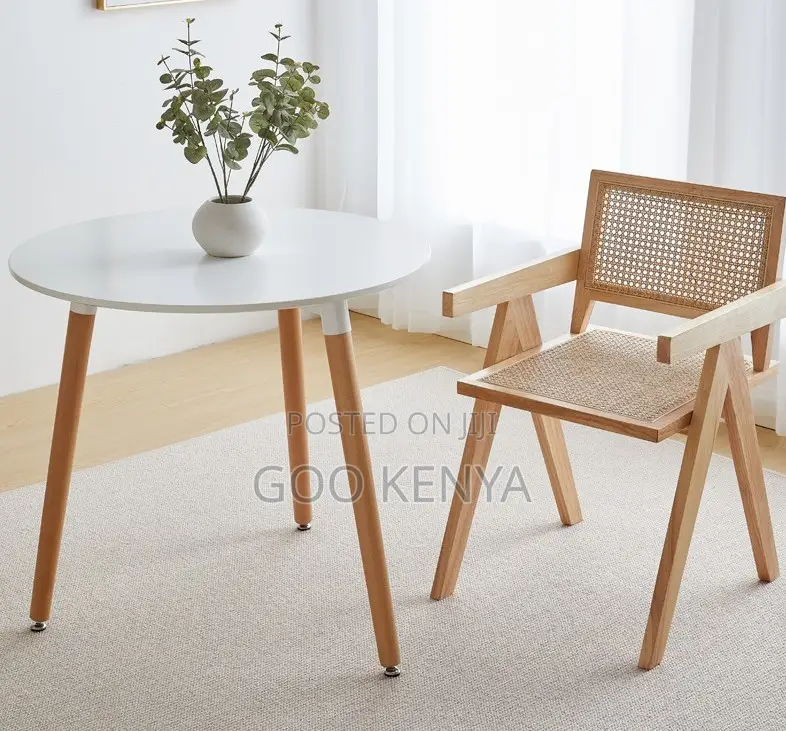 Home Table; White Modern Compact Round Wood Dining Table for 2