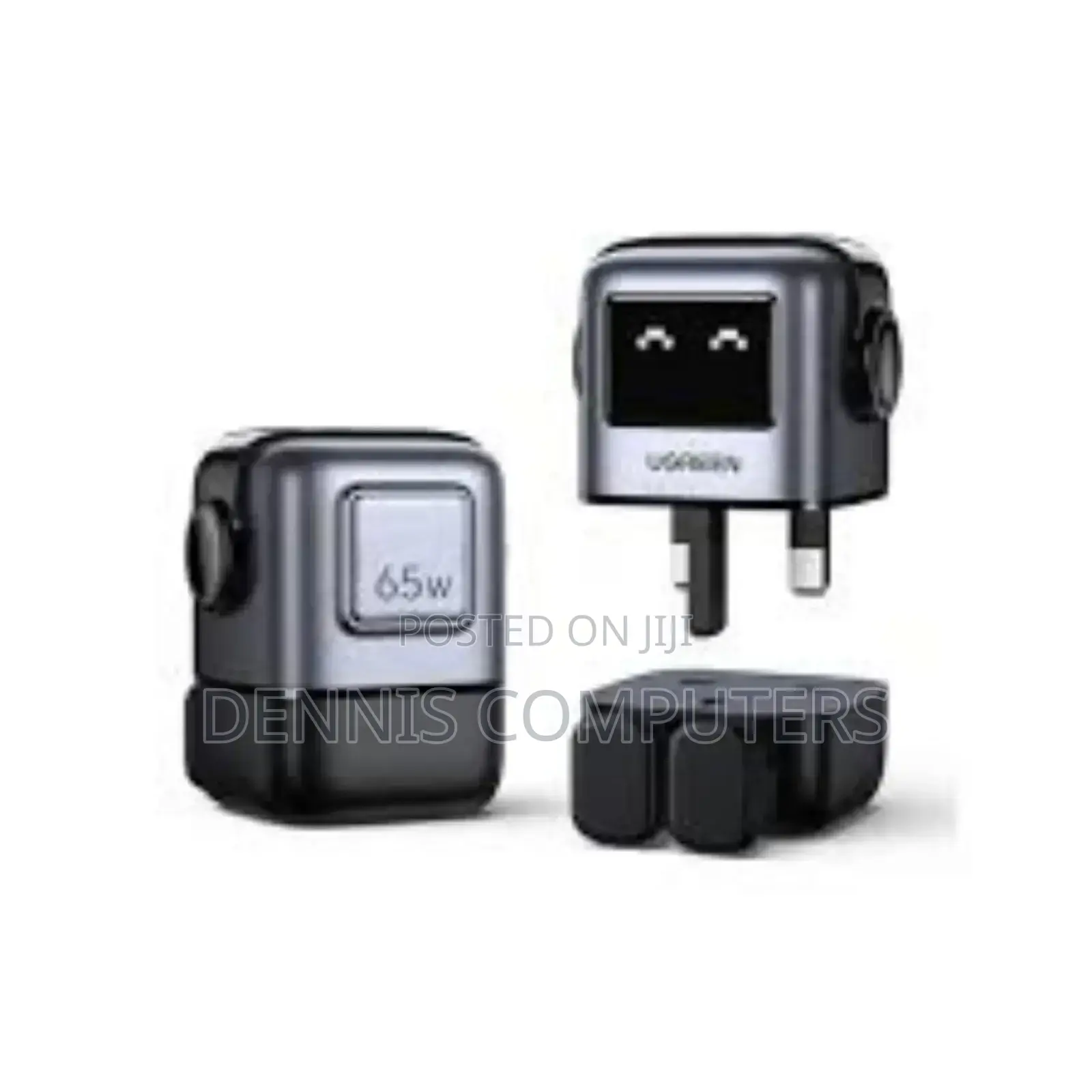 Ugreen Uno Robot 65w 3-Port Gan Fast Charger Uk Grey - Cd361