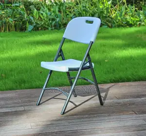 Home Chair; Folding Outdoor Steel Dining Chair With Vertical Backrest