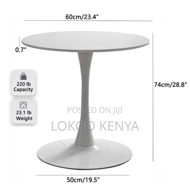 Dining Table; White Round Tulip Eames Kitchen-Dining Table - thumbnail 6