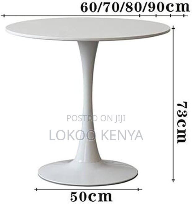Dining Table; White Round Tulip Eames Kitchen-Dining Table - thumbnail 7