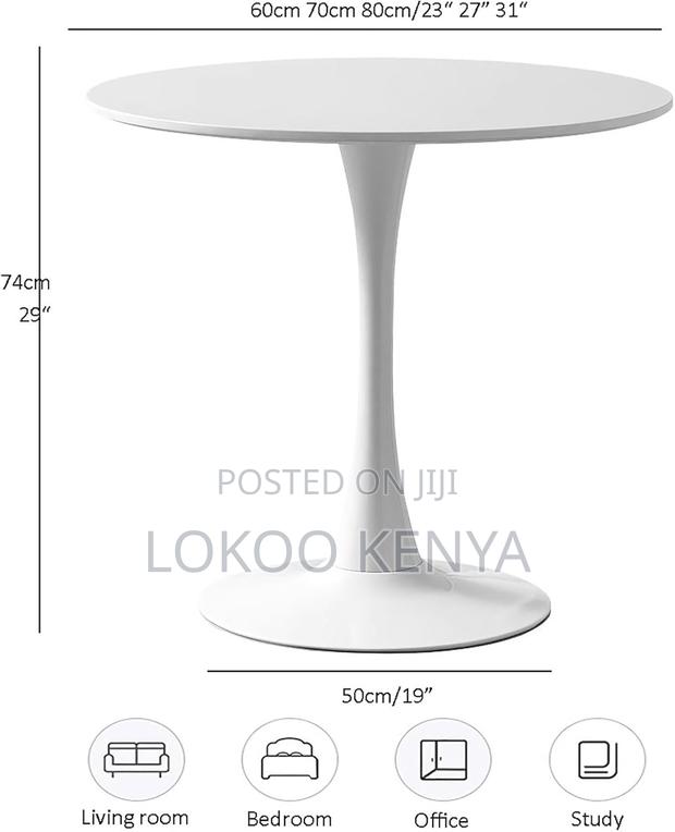 Dining Table; White Round Tulip Eames Kitchen-Dining Table - thumbnail 8