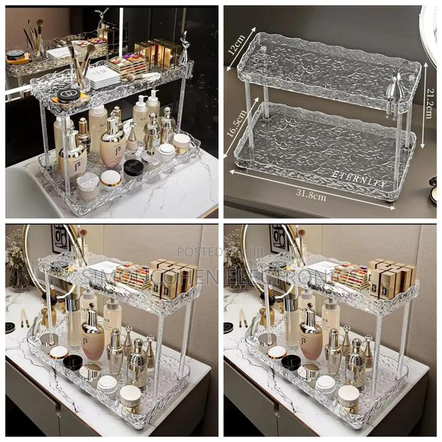 Two Tier Crystal-like Makeup Organizer. - main view