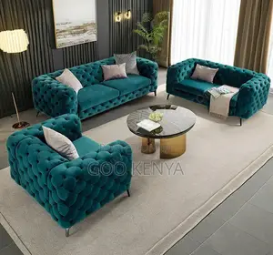 Home Sofa; 5-Seater High-End Tufted Velvet Sofa With Metal Base