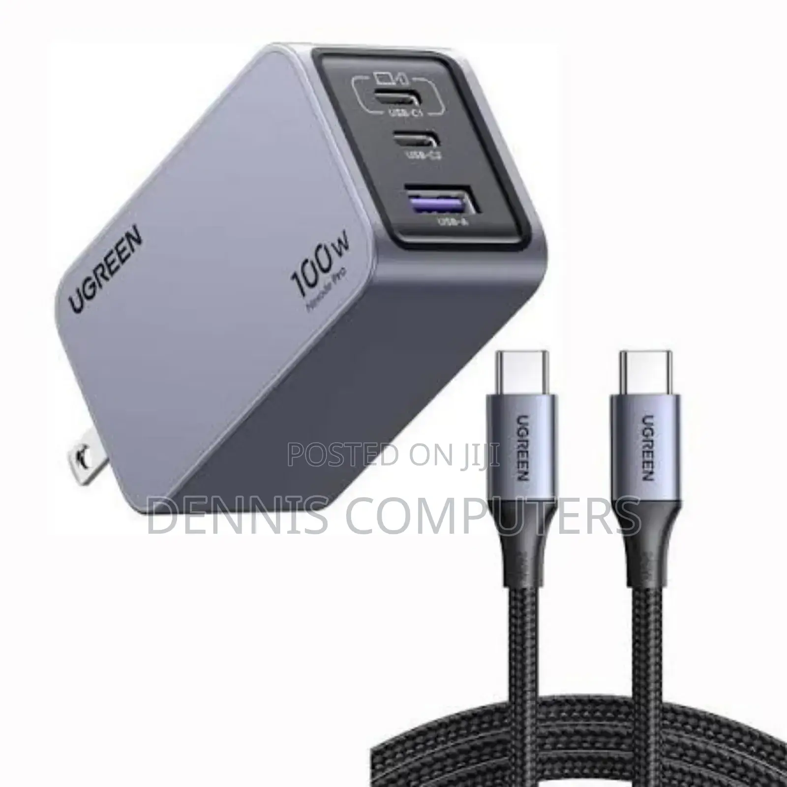 Ugreen Nexode Pro 100w 3-Port Gan Fast Charger Uk Grey