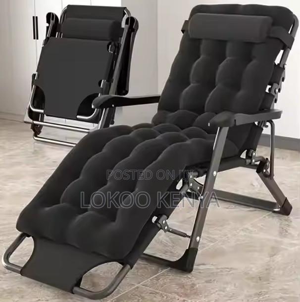 Rocking Chair; Premium Reclining Black Foldable Rocking-Rest Chair