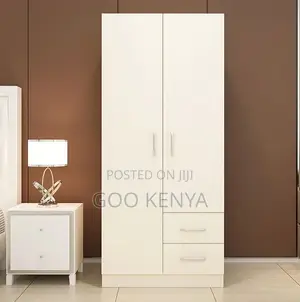 Home Wardrobe; Minimalist Bedroom Wardrobe With Solid Two Wood Doors