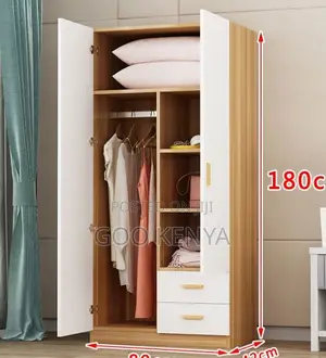 Home Wardrobe; Minimalist Bedroom Wardrobe With Solid Two Wood Doors