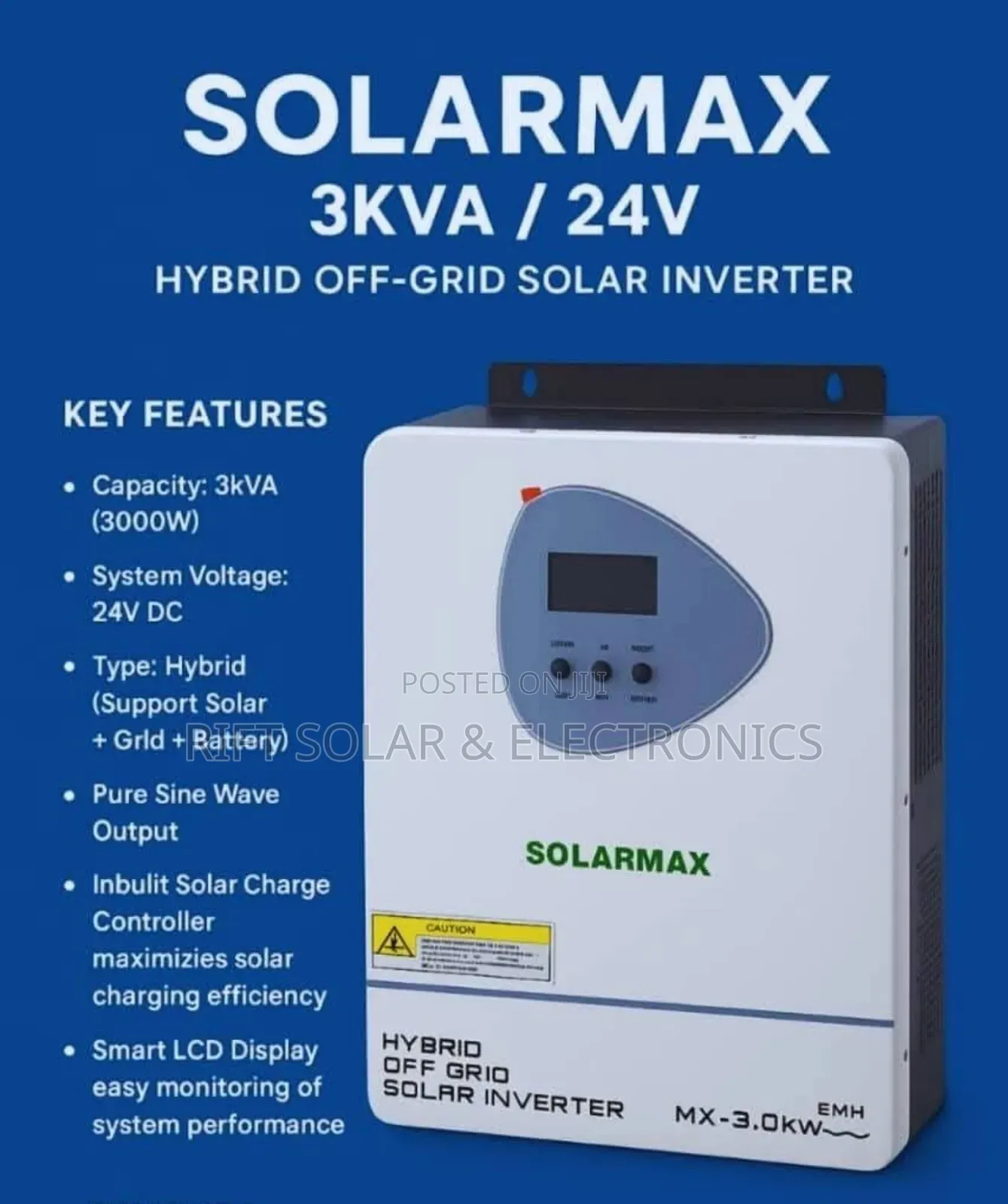 Solarmax 3000 Wats - 24 Volts (3kva -24v) Hybrid Smart Solar Inverter
