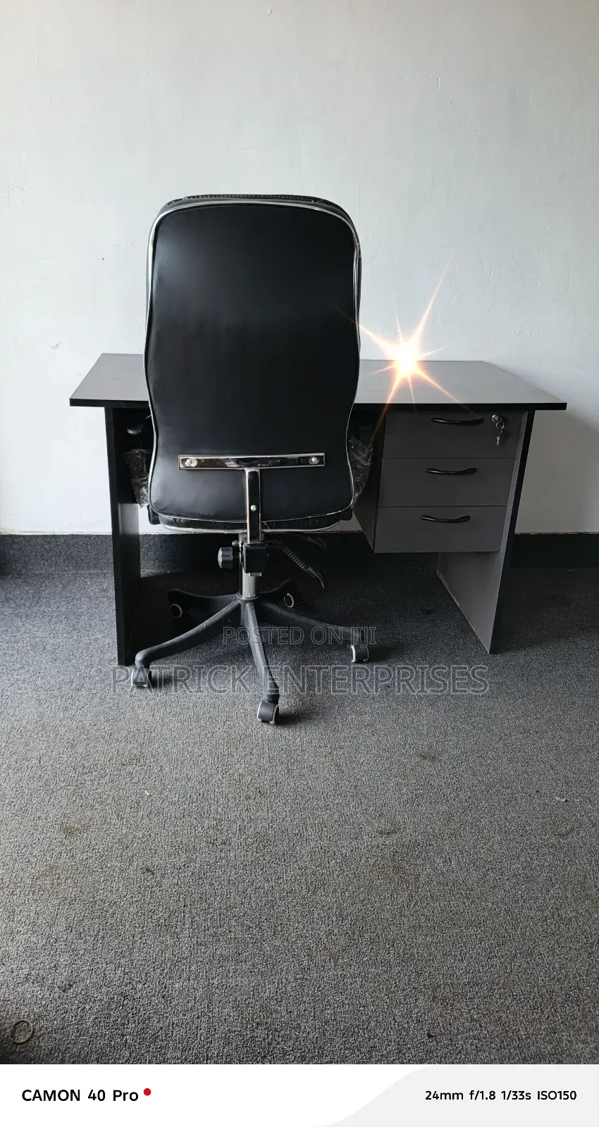1.2 Mtrs Office Desk Gray Desk+ C35 Executive Office Chair