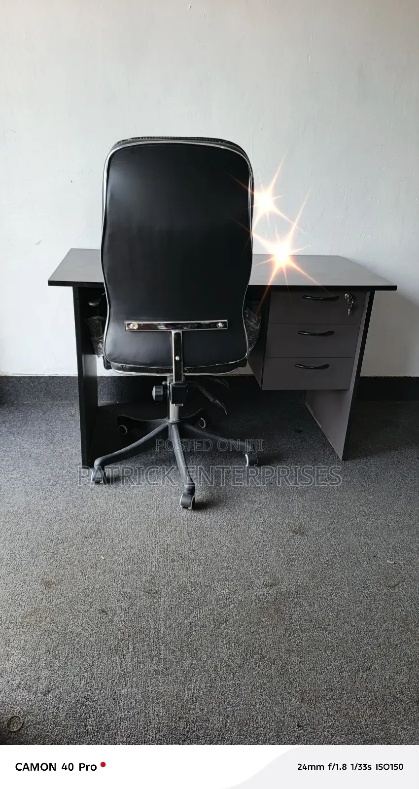 1.2 Mtrs Office Desk Gray Desk+ C35 Executive Office Chair